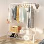 UDEAR Garment Rack Free-Standing Clothes Rack with Top Rod,Lower Storage and 8 Hooks,White