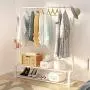UDEAR Garment Rack Free-Standing Clothes Rack with Top Rod,Lower Storage and 8 Hooks,White UDEAR Garment Rack Free-Standing Clothes Rack with Top Rod,Lower Storage and 8 Hooks,White