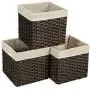 SONGMICS Set of 3 Rattan-Style Storage Baskets Bins, Storage Cubes, Indoor Collapsible Toy Organizer, 27L Decorative Bins with Metal Frame and Handles, Bedroom Closet Laundry Room, Brown URRB130BR SONGMICS Set of 3 Rattan-Style Storage Baskets Bins, Storage Cubes, Indoor Collapsible Toy Organizer, 27L Decorative Bins with Metal Frame and Handles, Bedroom Closet Laundry Room, Brown URRB130BR