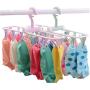 Folding Travel Clip & Drip Hanger, Portable Plastic Clothes Underwear Socks Laundry Drying Hanger Rack With 12 Clips For Home Or Outdoor (Light Green)