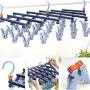 Grey990 Multifunction Folding 29 Clips Hanger Cloth Underwear Socks Drying Rack Home Accessories Pink