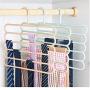 5PC Random Color 5-Layer Clothes Hanger Drying Racks Multi-Functional Innovative Hanger Multi-Storey Scarf Racks Anti-Slip Pants Folder Decoration
