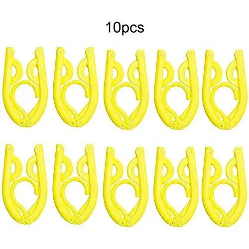 Baiwka Portable Folding Hangers, 10Pcs Multi-Function Clothes Hanger, Windproof/Non-Slip/Retractable/Lightweight, Plastic Clothing Hanger for Home, Travel, Holiday, Business Trip