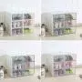 Yagaga Stackable Shoe Storage, 6 Pcs Transparent Shoe Boxes Flip Design Plastic Storage Case Organizer Dustproof Clear Plastic Shoe Storage Boxes for Home (White)