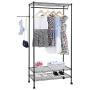 Cypressshop Moveable Portable Metal Garment Rack 3 Tiers Rolling Clothes Hanger Closet Organizer Hanging Shelf Rail Trolley Clothing Shelving Unit Home Furniture