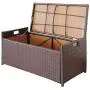 Victoria Young Resin Wicker Deck Boxes Storage Bench Container with Seat and Cushion Indoor and Outdoor Use, 60 Gallon, Espresso Brown