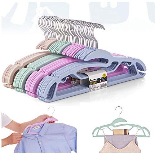 10pcs Random Color Adult Multifunctional Plastic Clothes Hangers Household Dress Storage Closet Organizer Hanging Dry Rack