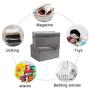 YueYue Large Fabric Storage Boxes with Lids,2 Pack Foldable Cloth Storage Box,Fabric Clothes Container Great for Organizers Bedroom Closet Living Room Grey (17.7