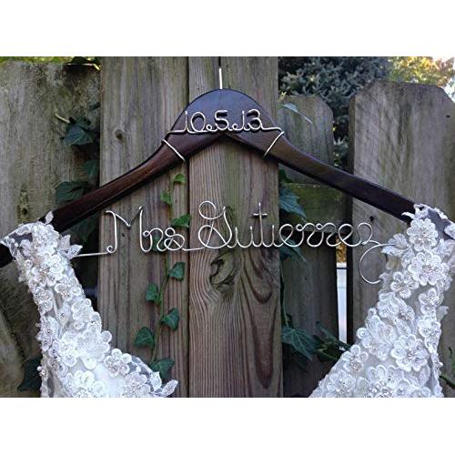 Wedding Dress Hanger with Date, Bride Hanger, Name Hanger, Bridal Gown Hanger, Personalized Bride Gift, Bridal Shower, Engagement, Wedding