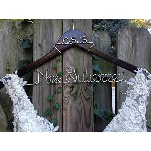 Wedding Dress Hanger with Date, Bride Hanger, Name Hanger, Bridal Gown Hanger, Personalized Bride Gift, Bridal Shower, Engagement, Wedding Wedding Dress Hanger with Date, Bride Hanger, Name Hanger, Bridal Gown Hanger, Personalized Bride Gift, Bridal Shower, Engagement, Wedding