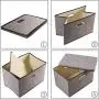 Prandom Large Collapsible Storage Bins with Lids [3-Pack] Linen Fabric Foldable Storage Boxes Organizer Containers Baskets Cube with Cover for Home Bedroom Closet Office Nursery (17.7x11.8x11.8)