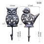OwMell Set of 2 Owl and Bird Cast Iron Wall Hanger Hooks Rack, Vintage Rustic Decorative Wall Mounted Coat Hook Metal Clothes Hanger
