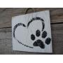 Vintage look HEART PAW PRINT LOVE dog weathered wood sign with burlap hanger antique style old time font Vintage look HEART PAW PRINT LOVE dog weathered wood sign with burlap hanger antique style old time font