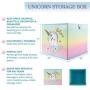 Lovely Little Things Unicorn Storage Bins Foldable - Toy Boxes Collapsible Cube - Boxes for Shelves - Boxes Storage Decorative - Kids Toys Organizer - Rainbow Container [Blue Hair]