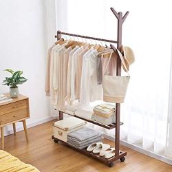 WYQSZ Solid Wood Hanger Floor Porch Clothes Rack Bedroom Rack Home Multi-Function Movable Tree Coat Rack Shelf - Coat Rack 8563 (Design : C)