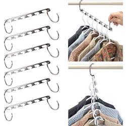 Space Saving Hangers, Magic Hanger Cascading Hanger Stainless Steel Wonder Clothes Hangers (6 Pack)