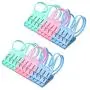lasenersm 24 Pieces Clothes Peg Clip Pins with Rope Clothes Hanger Clips Clothes Pegs Windproof Hanger Plastic Clips for Sock and Clothes, Color Random