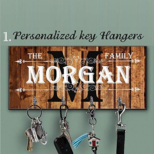 Monogram Personalized Key Holder Custom Wood Key Hanger For Wall Housewarming Gift, Anniversary Gift Last name key rack Family custom key hanger Wedding gift wall key holder