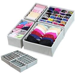 quysvnvqt 4Pcs/Set Fashion Storage Boxes Storage Supplies Houseware Underwear Bra Socks Organizer Drawer Divider Storage Boxes Case for Home - Gray