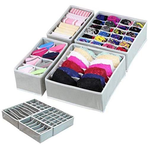 quysvnvqt 4Pcs/Set Fashion Storage Boxes Storage Supplies Houseware Underwear Bra Socks Organizer Drawer Divider Storage Boxes Case for Home - Gray quysvnvqt 4Pcs/Set Fashion Storage Boxes Storage Supplies Houseware Underwear Bra Socks Organizer Drawer Divider Storage Boxes Case for Home - Gray