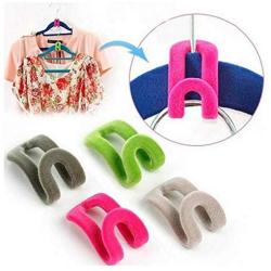 20pcs Mini Flocking Clothes Hanger Home Easy Hook Closet Organizer Hanging Hook Random Color