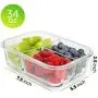 Prep Naturals Glass Meal Prep Containers 3 Compartment - Bento Boxes Containers Glass Food Storage Containers with Lids - Food Containers Food Prep Containers Glass Storage Containers with Lids 3 Pack