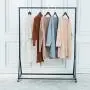 FURVOKIA Modern Simple Heavy Duty Metal Rolling Garment Rack with Wheel,Retail Display Clothing Rack,Wrought Iron Single Rod Floor-Standing Hangers Clothes Shelves (Black Square Tube, 47.2 L) FURVOKIA Modern Simple Heavy Duty Metal Rolling Garment Rack with Wheel,Retail Display Clothing Rack,Wrought Iron Single Rod Floor-Standing Hangers Clothes Shelves (Black Square Tube, 47.2 L)
