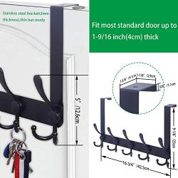 WEBI Over The Door Hook Door Hanger Hook Rack with 5 Tri Hooks for Hanging Coats, Door Towel Rack Towel Hanger Door Coat Hanger Over Door Coat Rack for Bathroom,Behind Back of Door,Black