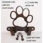 Dog Leash Hook Hanger. Dog Paw. Copper Vein Color. Made in USA. Solid Steel. Screws Included.