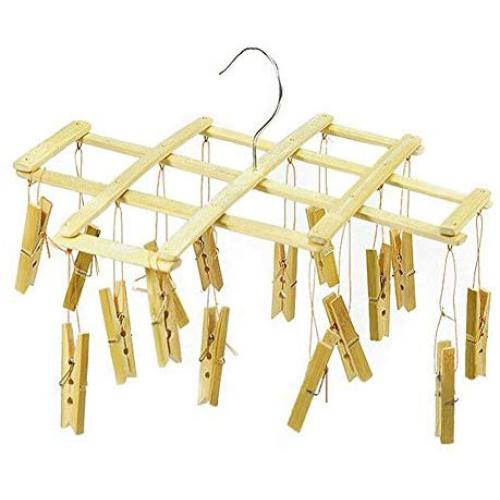 George Jimmy Laundry Bamboo Clothespins Clothesline Drying Hanger Rack, 16 Clips,56 X 9 cm George Jimmy Laundry Bamboo Clothespins Clothesline Drying Hanger Rack, 16 Clips,56 X 9 cm
