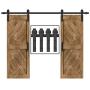 WINSOON 5-18FT Sliding Barn Wood Door Hardware Cabinet Closet Kit Antique Style for Double Doors Black Surface (7.5FT /90" 2 Doors Track Kit)