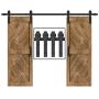 WINSOON 5-18FT Sliding Barn Wood Door Hardware Cabinet Closet Kit Antique Style for Double Doors Black Surface (7.5FT /90" 2 Doors Track Kit)