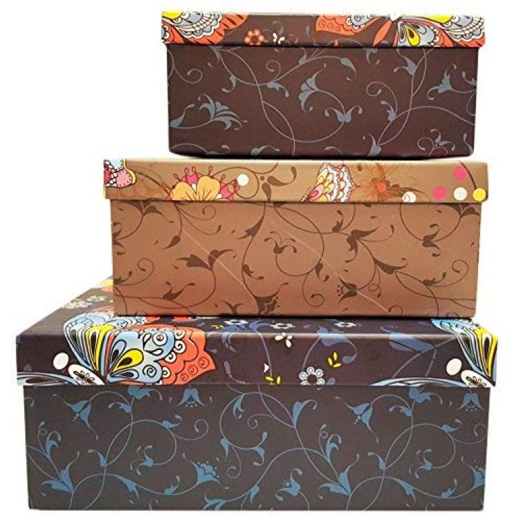 Alef Elegant Decorative Themed Nesting Gift Boxes -6 Boxes- Nesting Boxes  Beautifully Themed - Perfect for Gifts or Simple