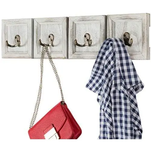 Rustic Wall Mounted Coat Rack with 4 double hanging hooks. Overall Size is 24"x6". Use as coat rack, hat organizer, key holder. Perfect for Entryway, Mudroom, Kitchen, Bathroom, Hallway, Foyer Rustic Wall Mounted Coat Rack with 4 double hanging hooks. Overall Size is 24"x6". Use as coat rack, hat organizer, key holder. Perfect for Entryway, Mudroom, Kitchen, Bathroom, Hallway, Foyer