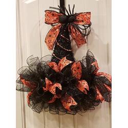SPIDERS & WITCHES HALLOWEEN DECO MESH WITCH HAT DOOR DECOR - FREE SHIPPING - WREATH HANGER INCLUDED