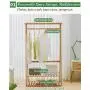 COPREE Bamboo Garment Coat Clothes Hanging Heavy Duty Rack with top Shelf and 2-Tier Shoe Clothing Storage Organizer Shelves