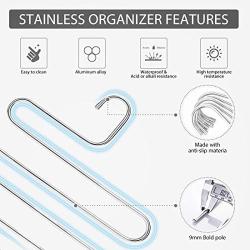 VIVOHOME 8 Pack Pants Hangers S-Shape Trousers Hangers Stainless Steel Clothes Hangers Space Saving for Pants Jeans Towels Scarfs