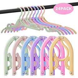 MIAOKE 24 Pcs Travel Hangers, Portable Folding Clothes Hangers for Coat, Pants, Skirt, Jackets and Dress, Foldable Clothes Drying Rack for Kids and Adults