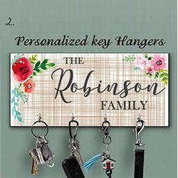 Personalized Decorative Floral key holder for wall Storage Hook key Organizer wall Great housewarming gifts Dog leash rack Christmas gifts for new homeowner Apartment warming gift Multi key hanger