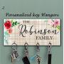 Personalized Decorative Floral key holder for wall Storage Hook key Organizer wall Great housewarming gifts Dog leash rack Christmas gifts for new homeowner Apartment warming gift Multi key hanger