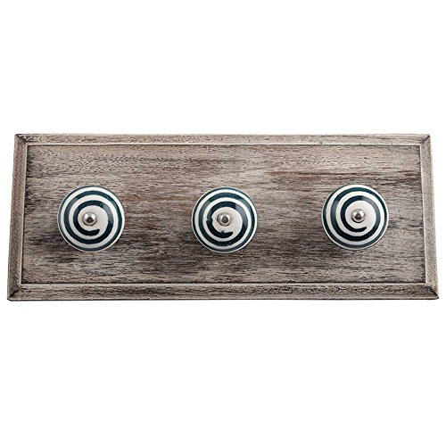 Indianshelf Handmade 1 Artistic Vintage Cream Wooden Strip Clothes Hooks Holders/Heavy Duty Hooks for Hanging Coats
