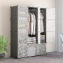 KOUSI Portable Closet Wardrobe Closet Portable Closet Wardrobe Bedroom Armoire Sturdy Clothes Closet Tall Dresser Portable Sturdy Closet Sturdy Portable Closet,Black, 6 Cubes + 2 Hanger