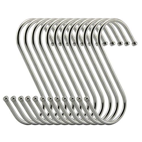 MiFeng 20 Pack Heavy Duty, S Hooks Stainless Steel S Shaped Hanging Hooks 3.5" Hangers for Kitchen, Bathroom, Bedroom and Office