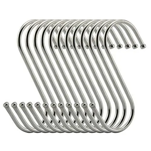 MiFeng 20 Pack Heavy Duty, S Hooks Stainless Steel S Shaped Hanging Hooks 3.5" Hangers for Kitchen, Bathroom, Bedroom and Office