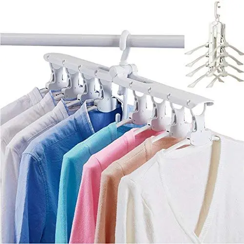 Magic Clothes Hanger Closet Storage Hanger, Yoobaby Collapsible Folding Space Saving Closet Organizer Hanger Non-slip, Drying Clothes Direct Storage in Closet, White Magic Clothes Hanger Closet Storage Hanger, Yoobaby Collapsible Folding Space Saving Closet Organizer Hanger Non-slip, Drying Clothes Direct Storage in Closet, White