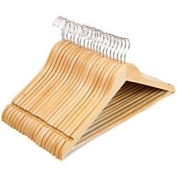 Clutter Mate Wood Clothes Hangers Natural Wooden Coat Hanger 20-Pack