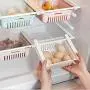 Fridge Drawer Organizer, 3 Pack Retractable Drawer Refrigerator Storage Box, Unique Design Pull Out Bins, Fridge Shelf Holder Storage Box, Small Size, Fit for Fridge Shelf Under 0.5 inch