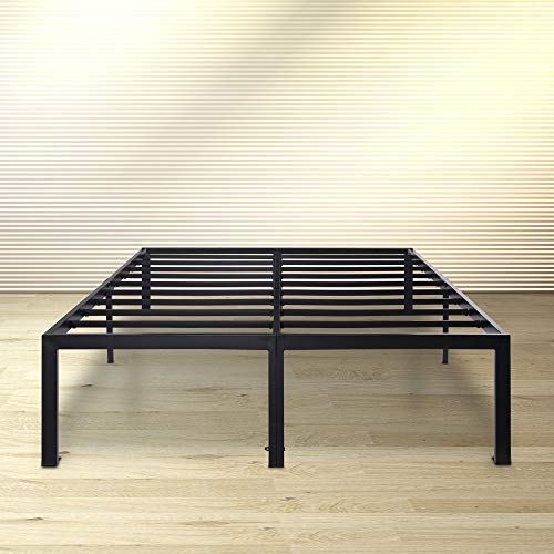 Olee Sleep 18 Inch Tall Heavy Duty Steel Slat/ Anti-slip Support/ Easy Assembly/ Mattress Foundation/ Maximum Storage/ Noise Free/ No Boxes Spring Needed, Black