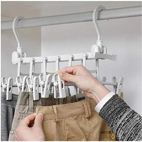2PC Creative Space Saving Clothes Hanger Wardrobe Closet Organizer Decoration Clothes Hanger with Hook Closet Organizer Storage Rack