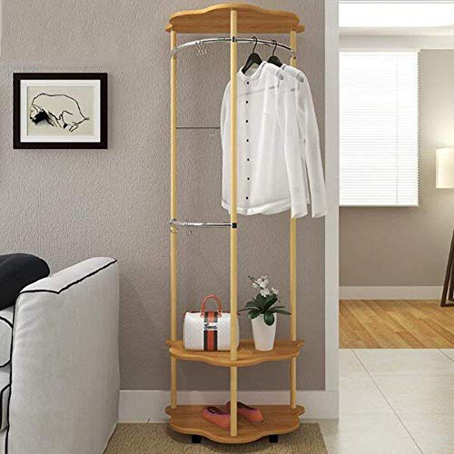 DTTXTD Hanger Floor Coat Rack Coat Rack Hanger Clothes Rack Floor Clothes Creative Coat Rack, Wood Color, Height: 172cm